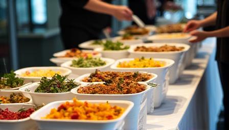 Professional corporate luncheon buffet setup